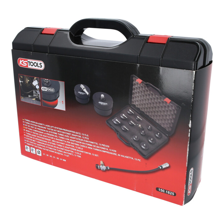 KS Tools Turbolader-Bajonett-Ladeluft-System-Prüfkoffer-Satz, 13-tlg.