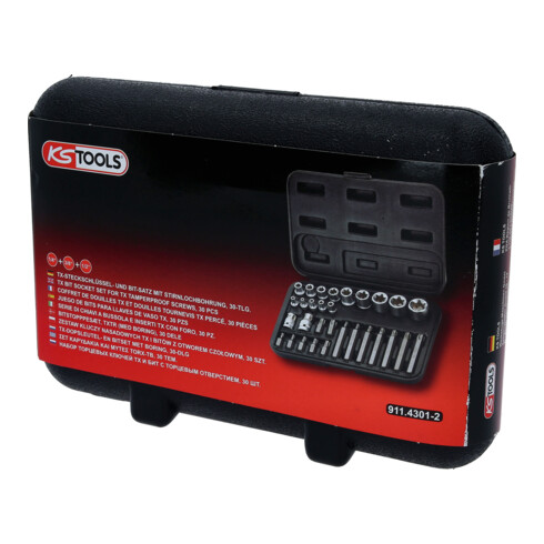 KS Tools TX dopsleutel en bitset, 30 stuks bits met gat