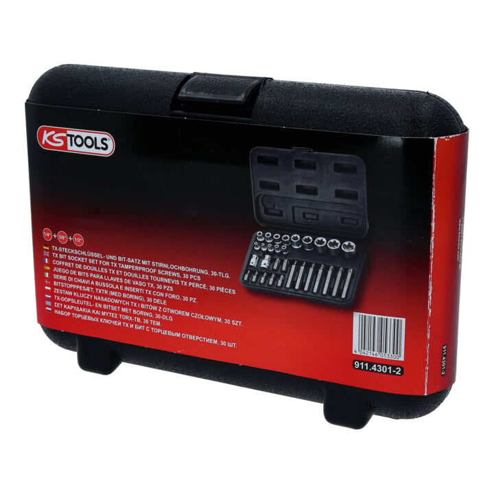 KS Tools TX dopsleutel en bitset, 30 stuks bits met gat
