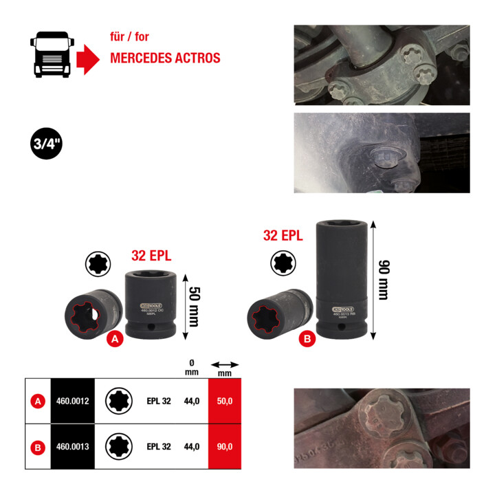 KS Tools TX-E-Plus inbus voor Mercedes, 32 EPL, 90mm lang
