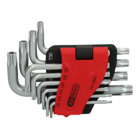 KS Tools TX haakse steeksleutelset met asgat, kort, 10 stuks, TB8-TB50