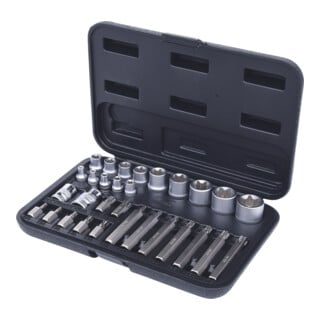 KS Tools TX-Steckschlüssel- und Bit-Satz, 30-teilig Bits mit Bohrung