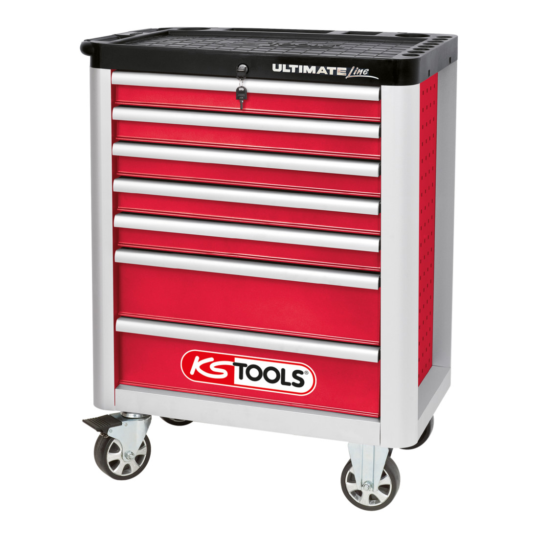 KS Tools ULTIMATEline Werkstattwagen, rot/silber