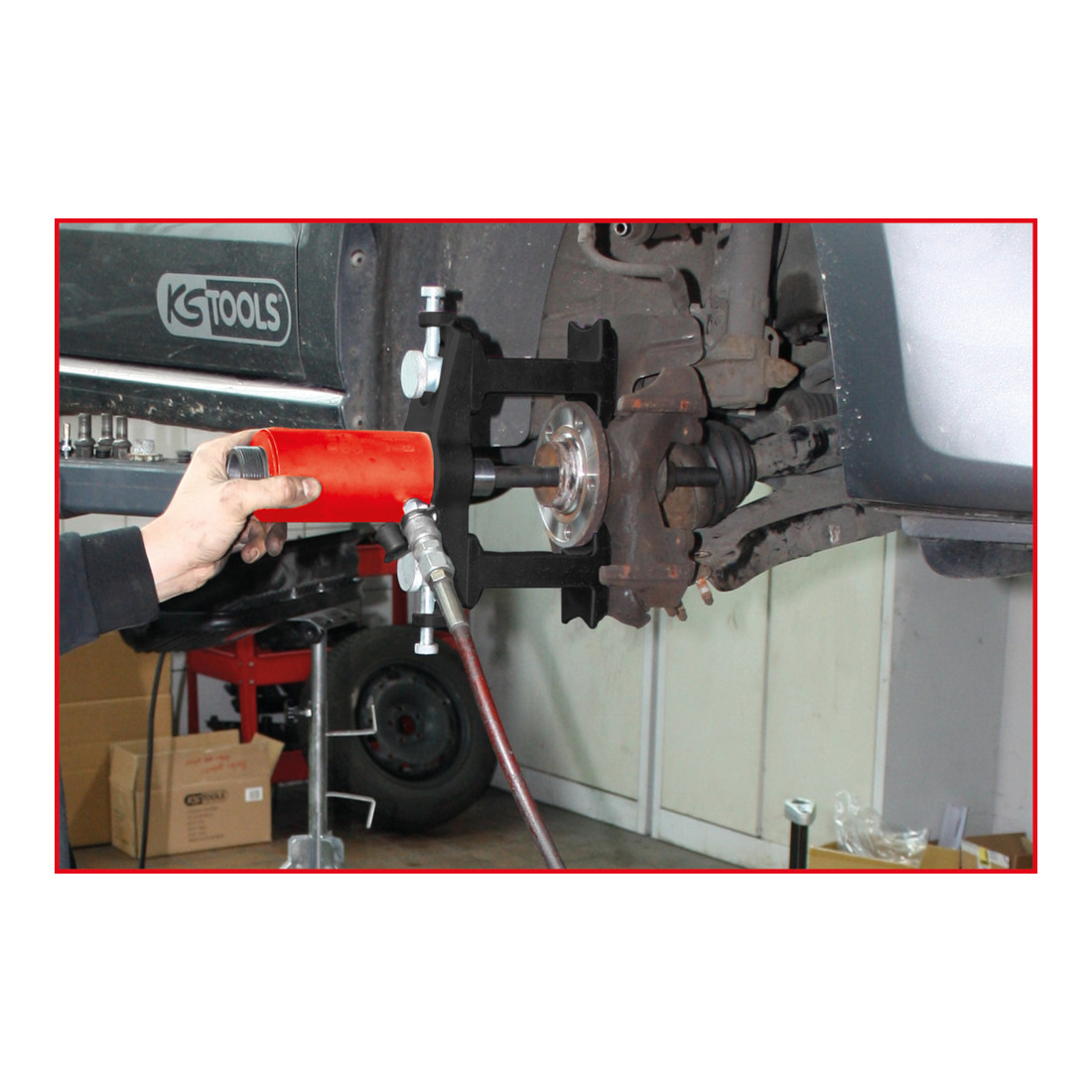 KS Tools Unità idraulica 22 t, con pompa idraulica e manometro, 15pz.