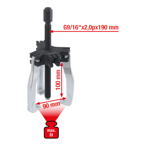 KS Tools Universal-Abzieher 2+3-armig 90mm, Gr.2, 5t