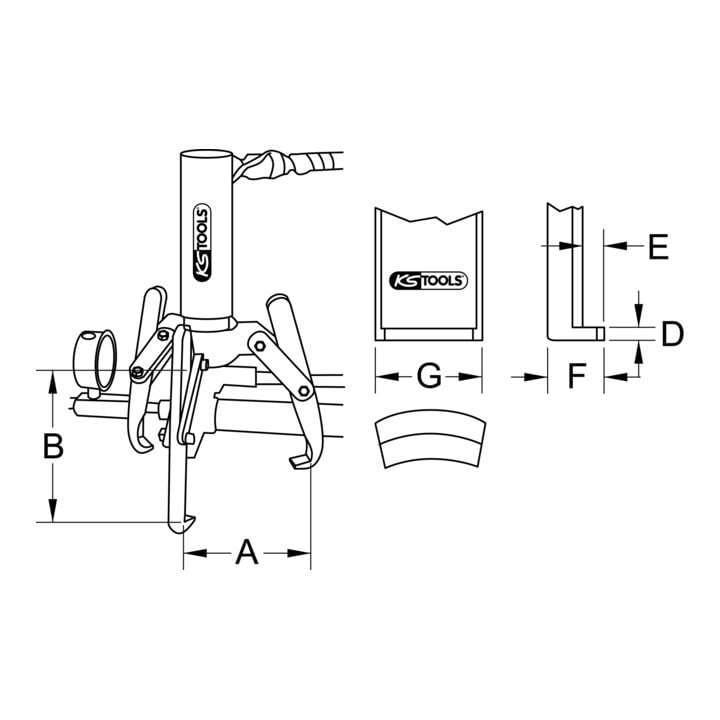 KS Tools Universal-Abzieher 3-armig, 10 t