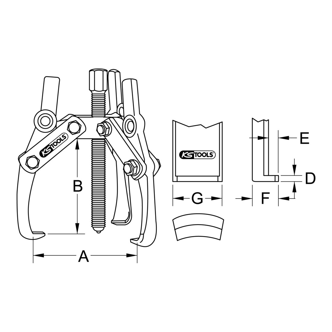 KS Tools Universal-Abzieher 3-armig