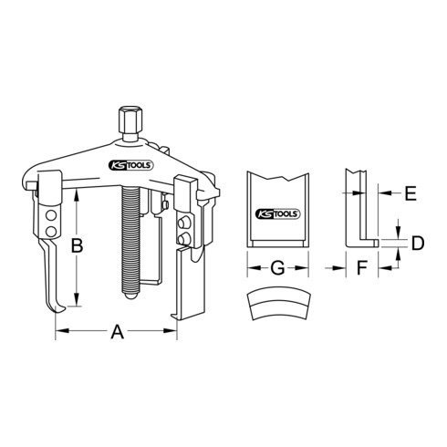 KS Tools Universal-Abzieher 3-armig mit schlanken Haken