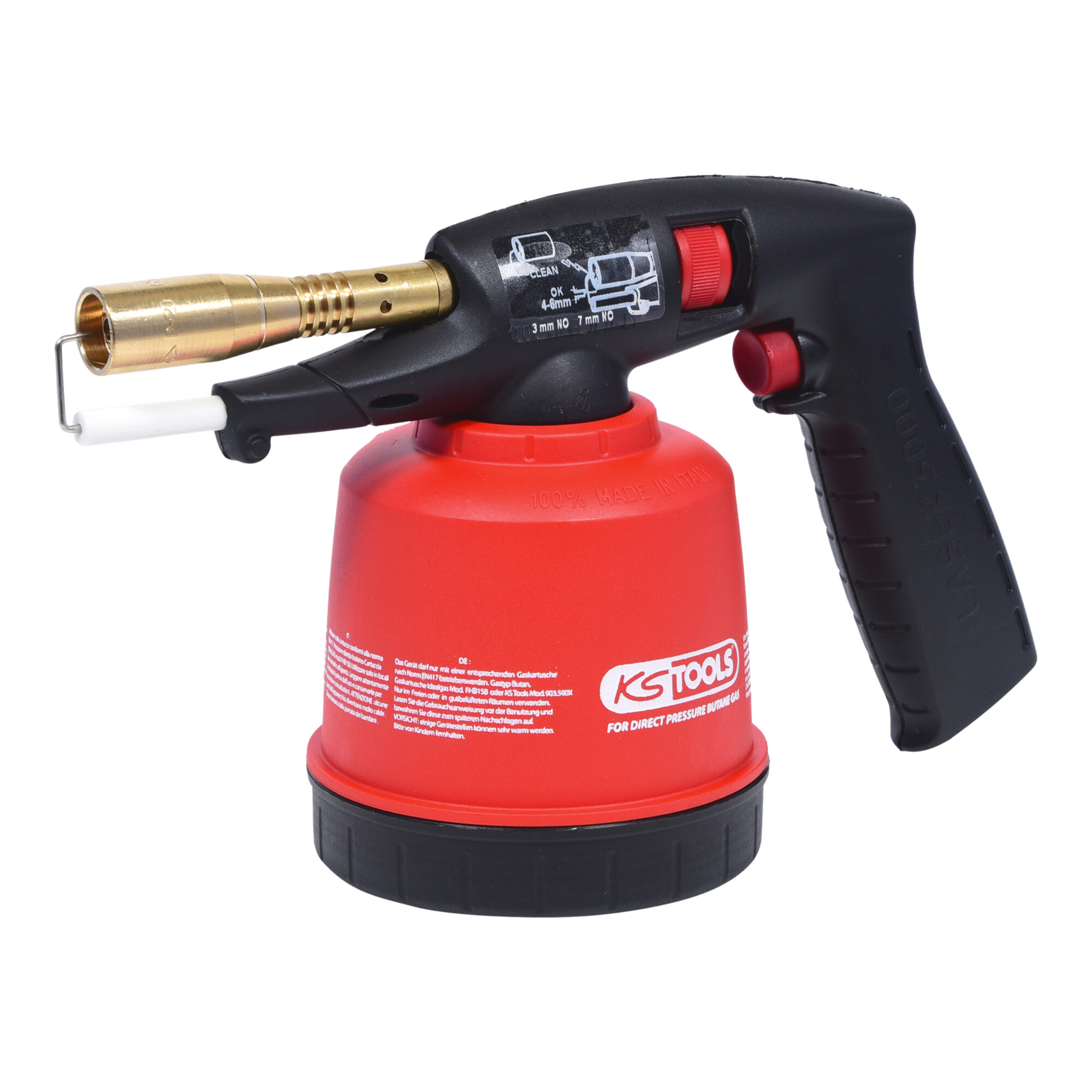 KS Tools Universal-Kartuschenlötgerät mit Piezo-Zündung, rot