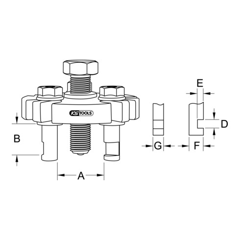KS Tools Universal-Riemenscheiben-Abzieher, 3-armig, 30-60mm