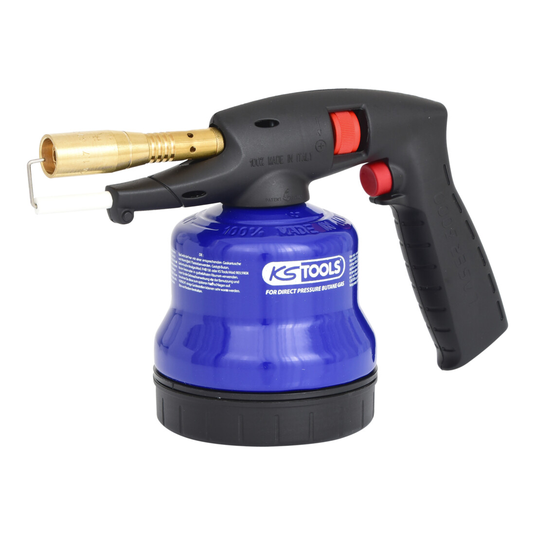 KS Tools universeel cartridgesoldeerpistool met piëzo-ontsteking, blauw