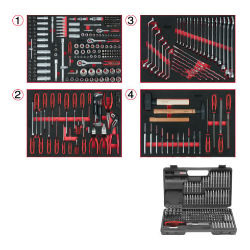 KS Tools universeel systeem insteekset voor 4 laden met 515 premium gereedschappen