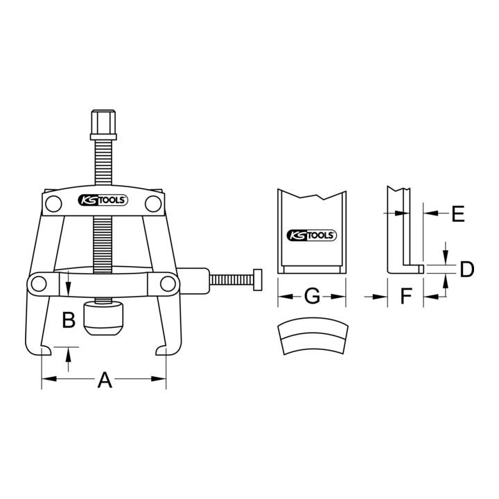 KS Tools universele lagerringtrekker 2-arm met klembus, 90mm