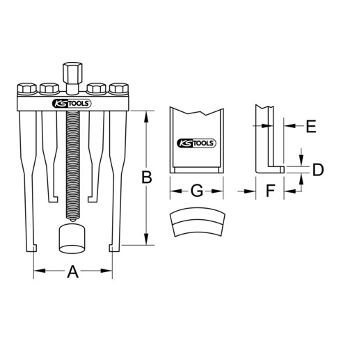 KS Tools universele stuurwieltrekker 2-armig voor auto's, 90mm