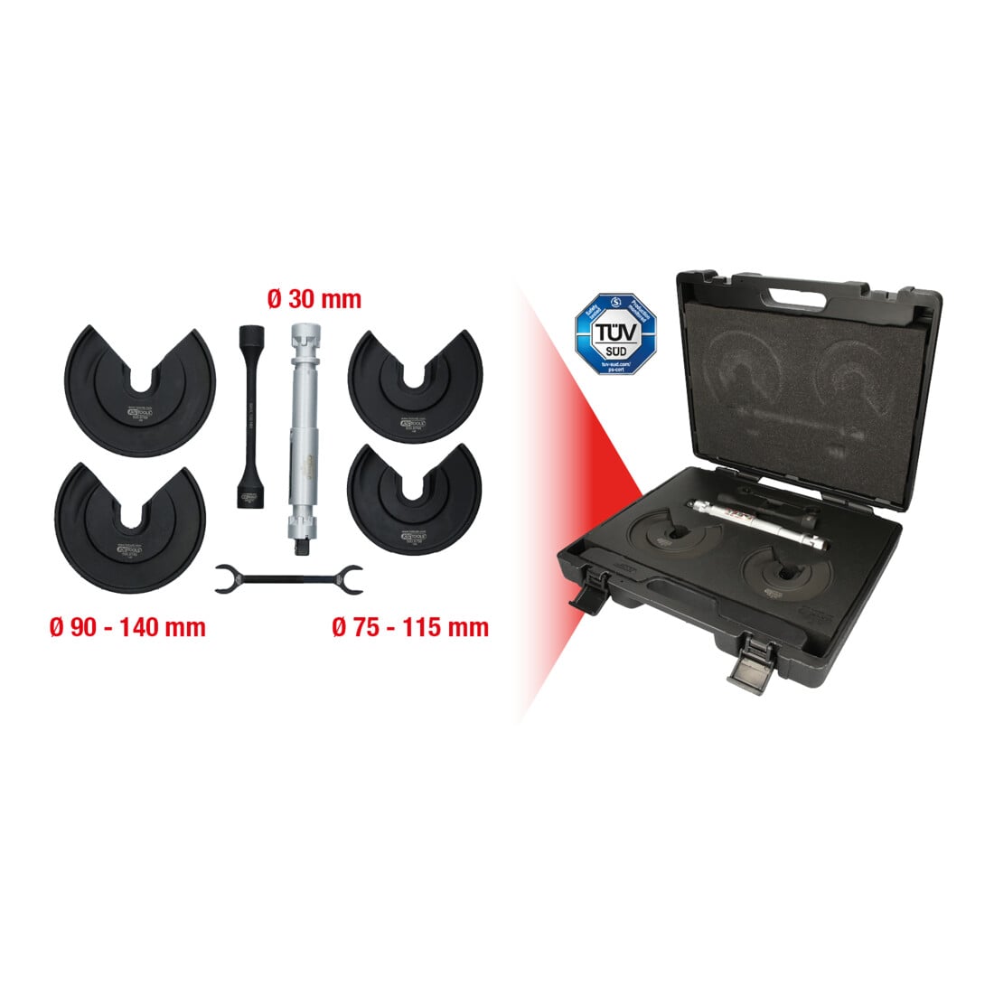 KS Tools universele telescopische centreerklemset voor binnenveren, 9 st.