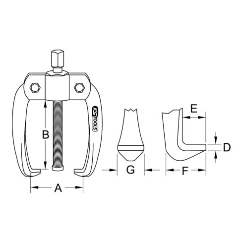 KS Tools universele trekker 2-arm, 10-50mm, 12mm