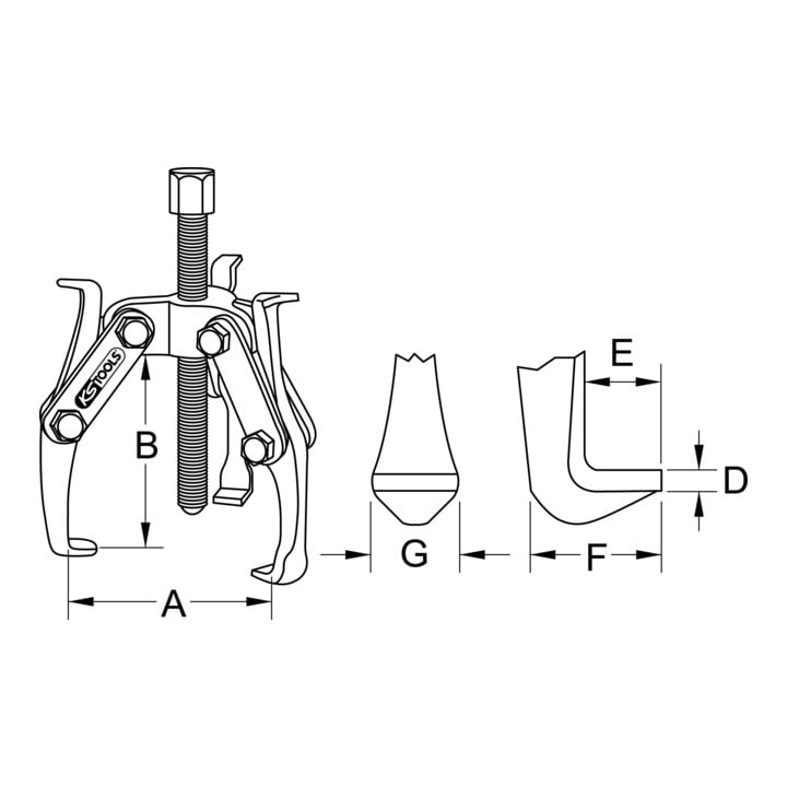 KS Tools universele trekker 3-arm, 20-150mm
