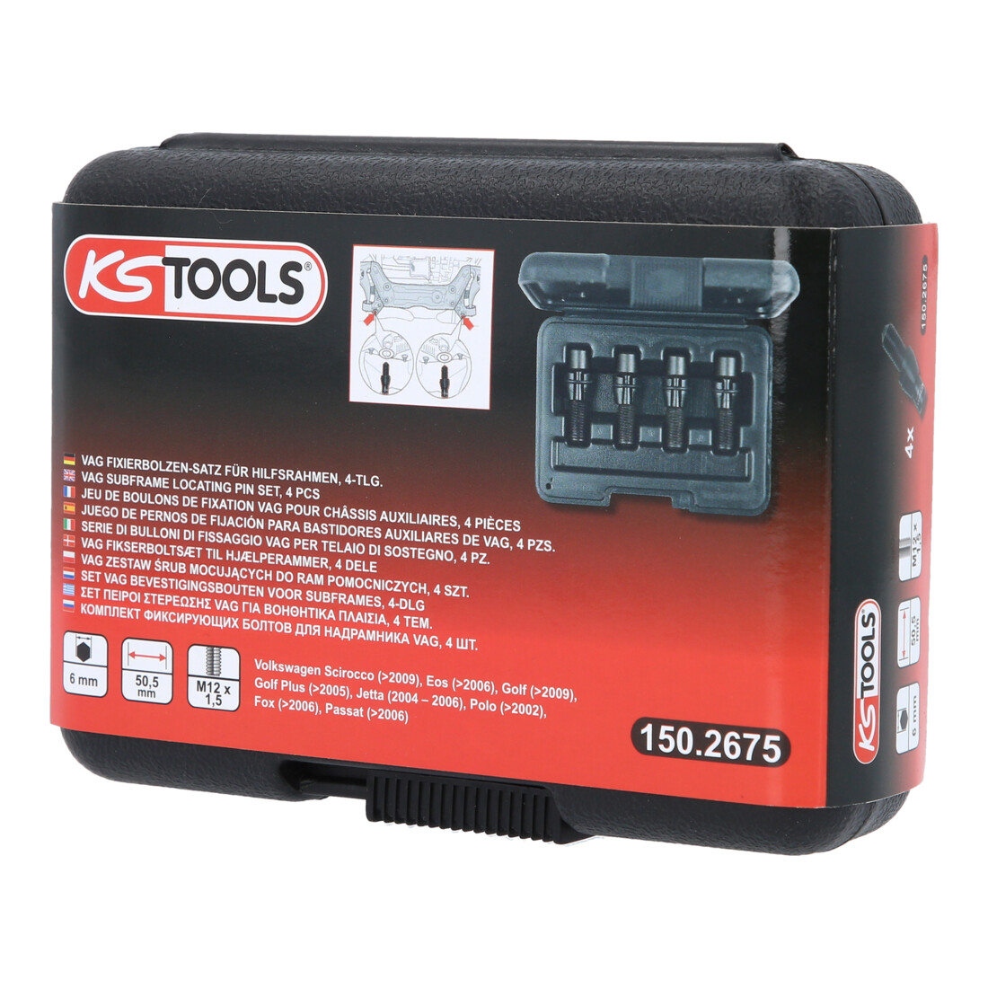 KS Tools VAG bevestigingsbouten set voor subframe M12 x 1,5, 4 dlg.