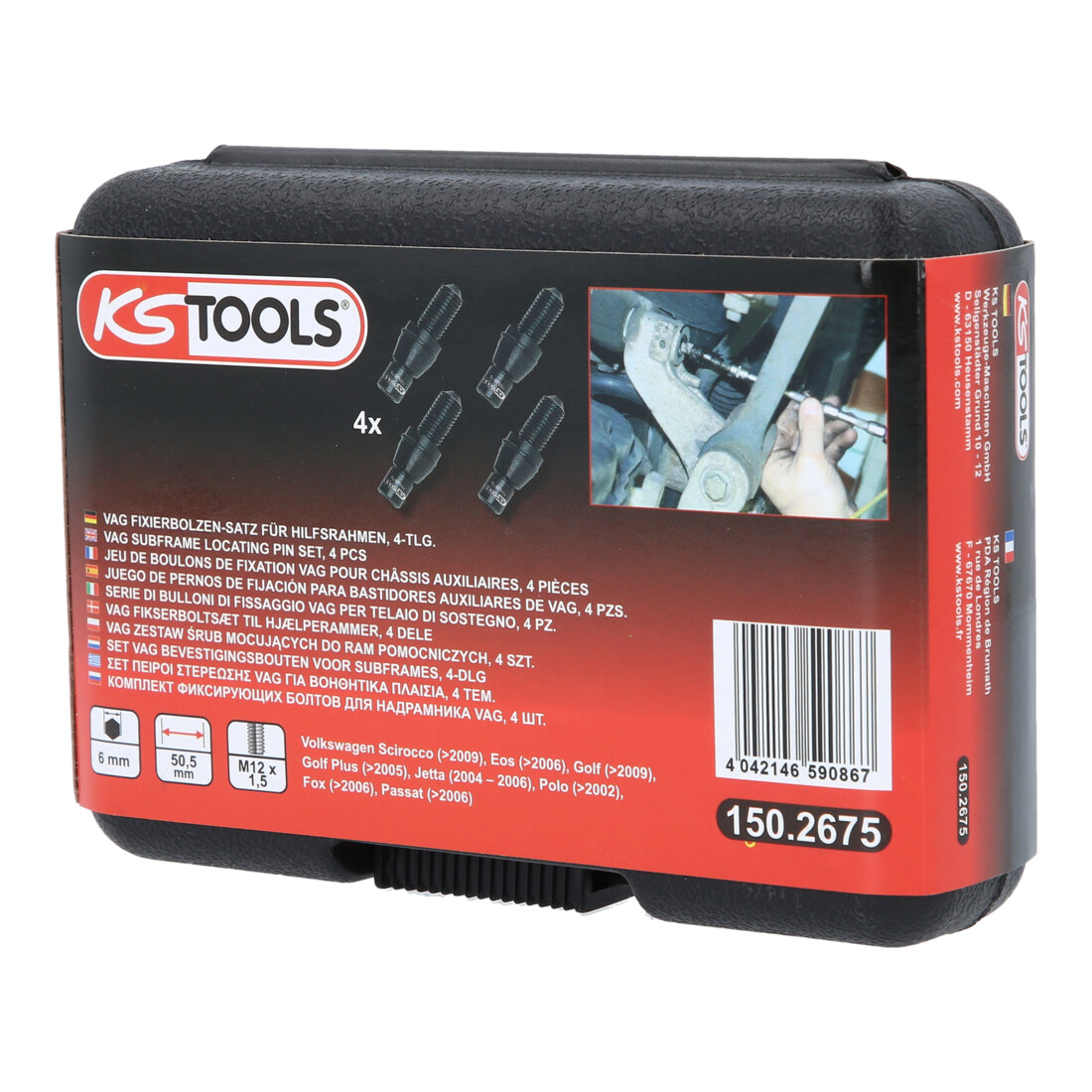 KS Tools VAG bevestigingsbouten set voor subframe M12 x 1,5, 4 dlg.