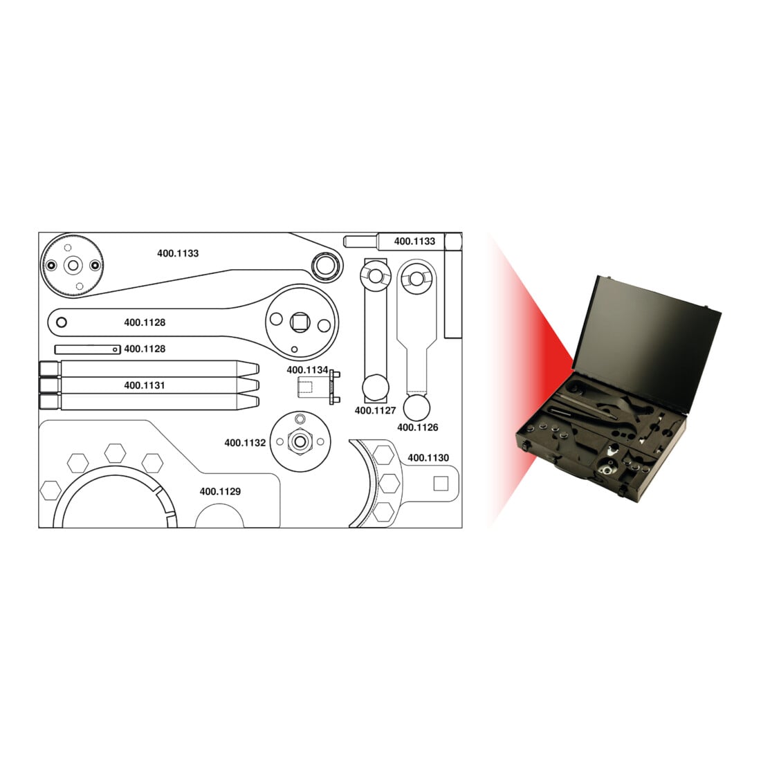 KS Tools VAG motor afstel gereedschap set, 12-delig Touareg,Transporter