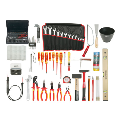 KS Tools Valigetta per utensili da elettricista Premium, borsa in nylon, 132pz.