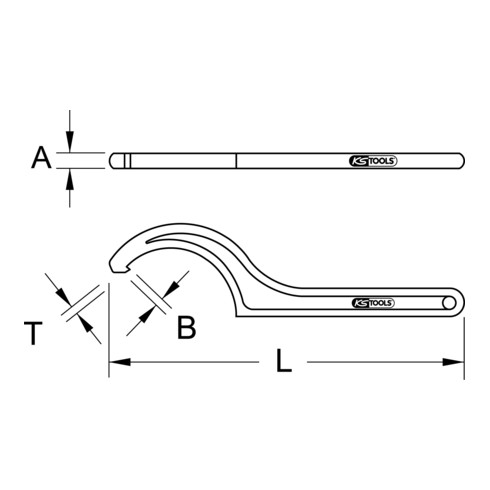KS Tools vaste haaksleutel met pen, 180-195 mm