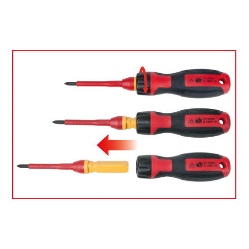 KS Tools VDE Schraubendreher-Satz mit Schnellwechselklingen, 13-tlg