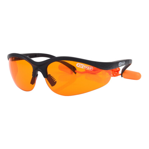 KS Tools veiligheidsbril-oranje, met oordopje