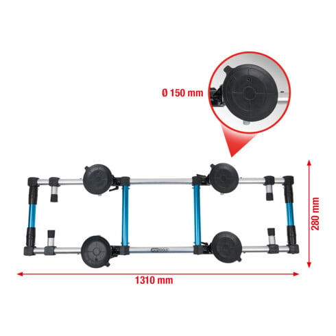 KS Tools Ventouse quatruple articulées, 100 kg