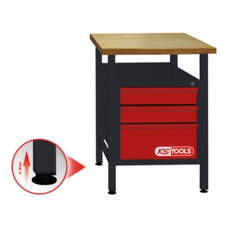 KS Tools werkbank met 3 laden, H840xB600xD600mm