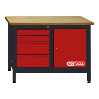 KS Tools werkbank met 4 laden en 1 deur, H840xB1200xD500mm