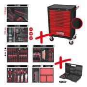 KS Tools Werkstattwagen ECOline mit 7 Schubladen und 598 Premium-Werkzeugen, schwarz-rot