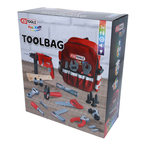 KS Tools Werkzeug-Rucksack für Kinder mit Sortiment, 25-tlg