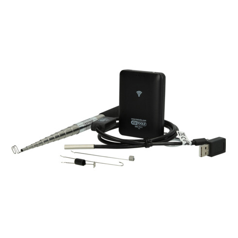 KS Tools Wi-Fi videoscoop set met diameter 5,5 mm 0° HD front camera probe, 7 st.