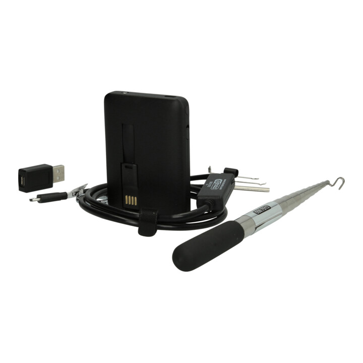 KS Tools Wi-Fi videoscoop set met diameter 5,5 mm 0° HD front camera probe, 7 st.