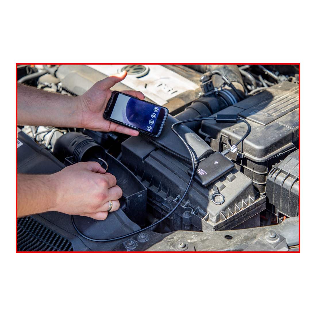 KS Tools Wi-Fi videoscoop set met diameter 5,5 mm 0° HD front camera probe, 7 st.