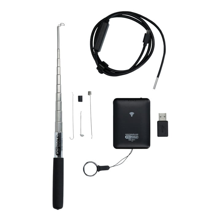 KS Tools Wi-Fi-Videoskop-Satz mit Durchmesser 3,9 mm 0° HD Frontkamera-Sonde, 7-tlg.