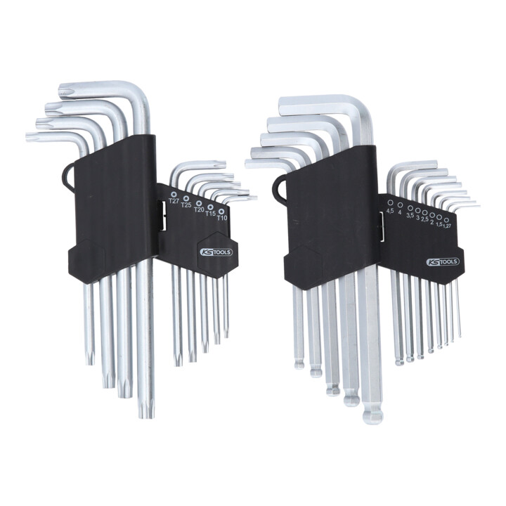 KS Tools Winkelstiftschlüssel-Satz, TX, Innensechskant, 22-tlg