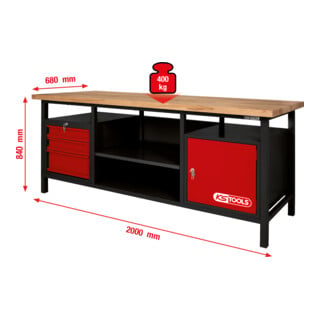 KS Tools XXL werkbank met 3 laden en 1 deur