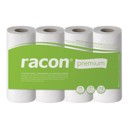 Küchenrolle racon Premium K-2 B220xL250ca.mm weiß 2-lagig,perforiert 4 Rl./PAK