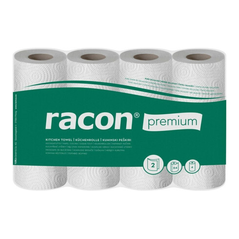 Küchenrolle racon Premium K-2 B220xL250ca.mm weiß 2-lagig,perforiert 4 Rl./PAK