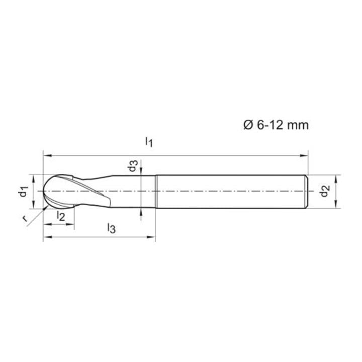 Kugelfr.HSC WNVHM Signum 12mm Z 2 HA K.Z Gühring