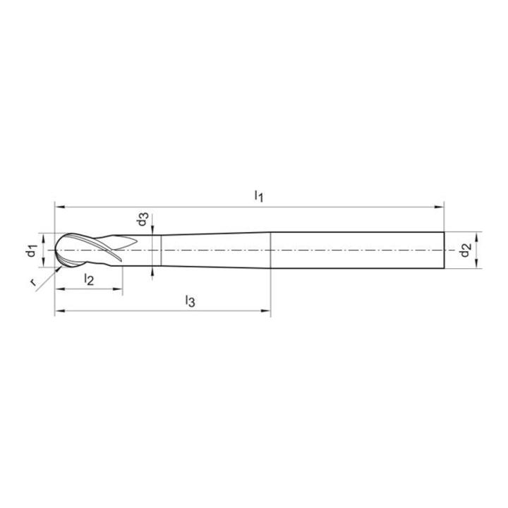 Kugelfr.HSC WNVHM Signum 12mm Z 2 HA L. Gühring