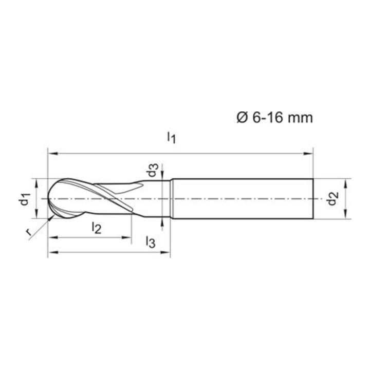 Kugelfr. WN VHM Signum10,0mm HA Z 2 L Gühring