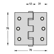Kugellager Charnière de porte VA ktg. 76x76 mm DIN L/R avec goupille extractible-3