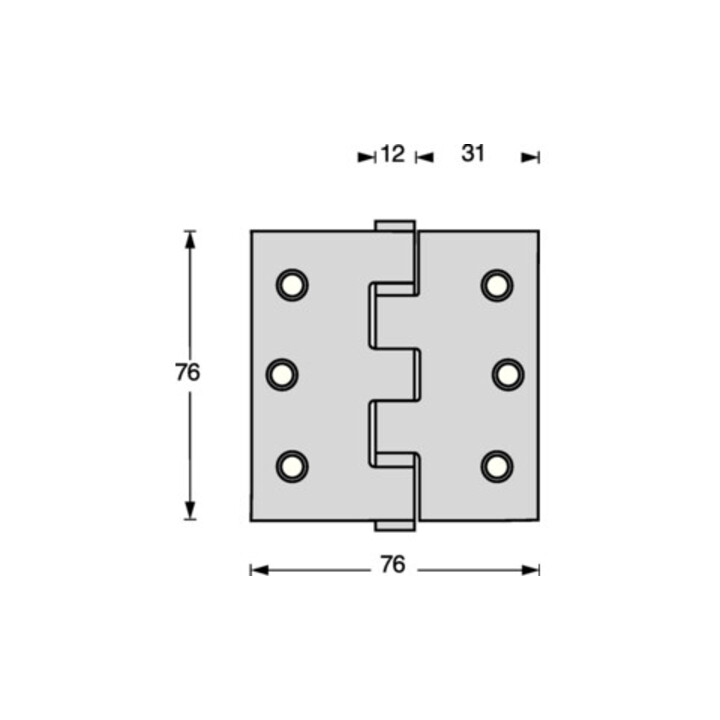 Kugellager Charnière de porte VA ktg. 76x76 mm DIN L/R avec goupille extractible