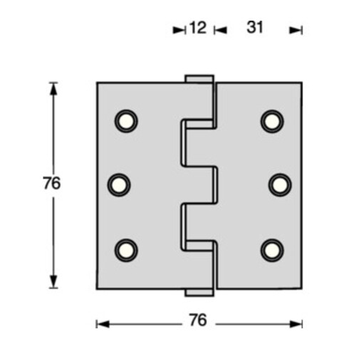 Kugellager-Türscharnier VA ktg. 76x76mm DIN L/R ausziehbarer Stift