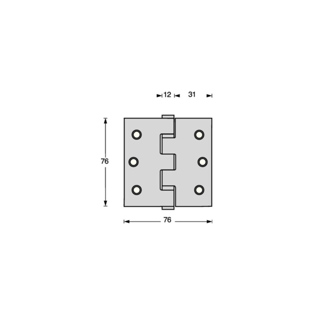 Kugellager-Türscharnier VA ktg. 76x76mm DIN L/R ausziehbarer Stift