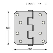 Kugellagertürscharnier VA rd 102x102mm DIN L/R ma ausziehb.Stift INTERSTEEL-4