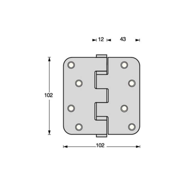 Kugellagertürscharnier VA rd 102x102mm DIN L/R ma ausziehb.Stift INTERSTEEL